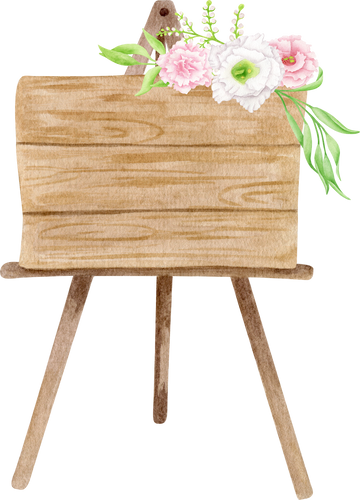 Wooden Easel with Flowers