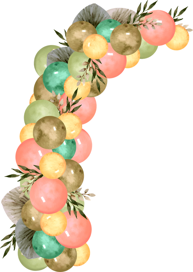 Arrangement of balloon and leaves for corner decoration